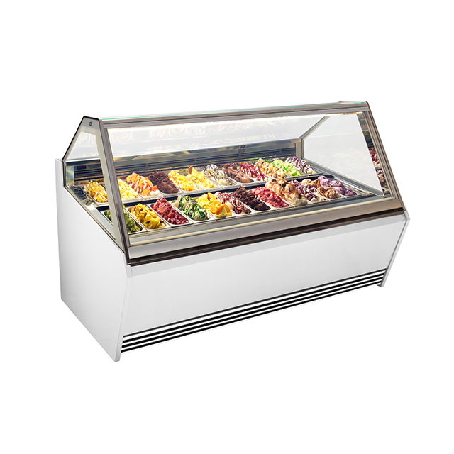 Prosky玻璃冰箱冷却器迷你制冷柜柜台展示出售绿色冰淇淋显示屏